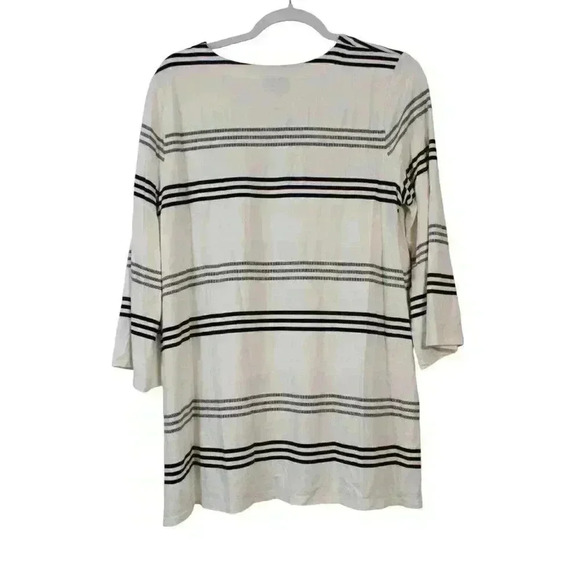 J Jill Wearever Collection Blouse Size Medium Striped Lagenlook Tunic 3/4 Sleeve - Picture 8 of 12